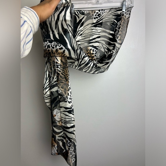 Vintage Y2K 90s Boho Leopard Print Graphic Silk blend Satin unbranded Scarf - Picture 8 of 13